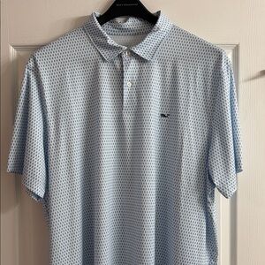 Vineyard Vines Light Blue Geometric Polo